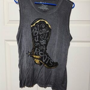 Blank It All On My Roots Graphic Tank Top - Women size L